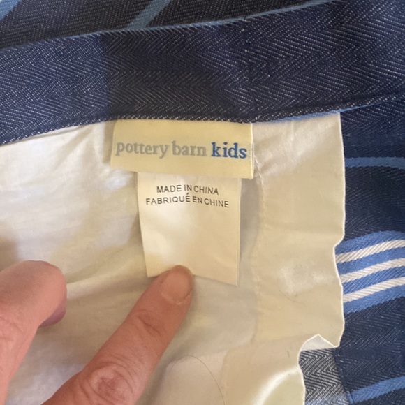 Pottery Barn Kids Denim Striped Black Out Curtain Panels 44” X 96” Set - Picture 4 of 7